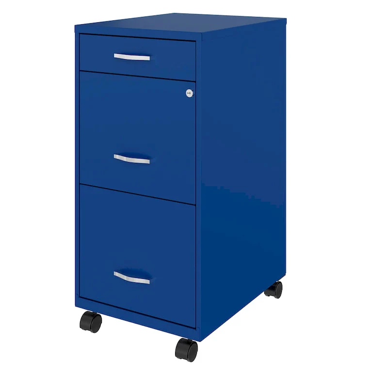 Space Solutions 18 Deep 3 Drawer Mobile File Cabinet, Classic Blue