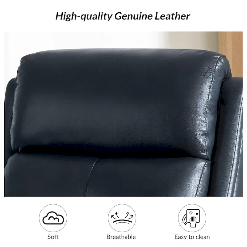 FrancoModern Genuine Leather Swivel Rocker Recliner with Nailhead Trims Sets of 2 by HULALA HOME
