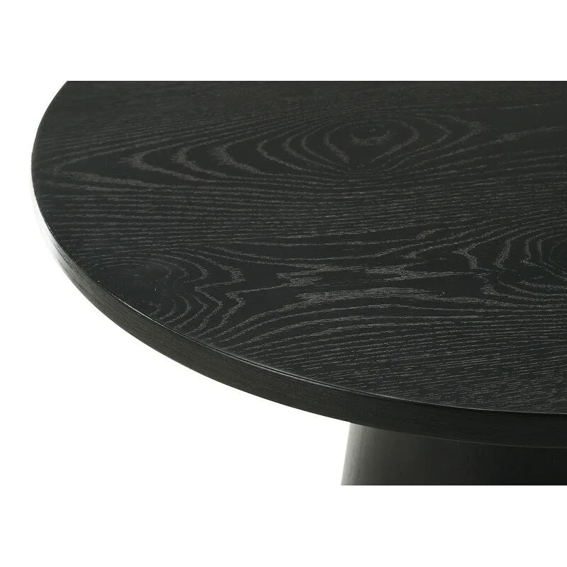 Grantham Black 22 W Round End Table with Pedestal Base