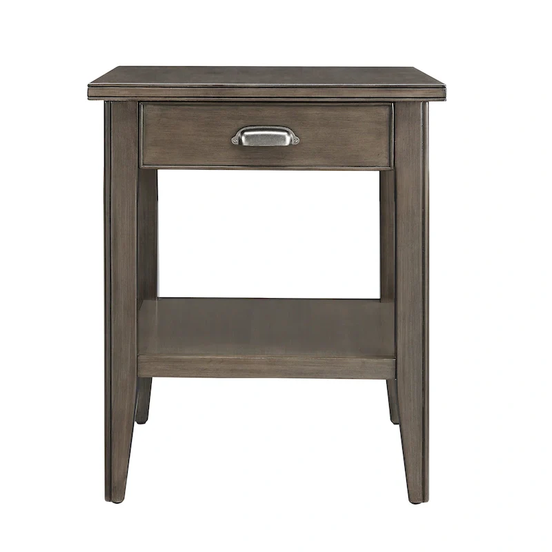 Laurent 20 in. Solid Wood End Table with Shelf and Drawer