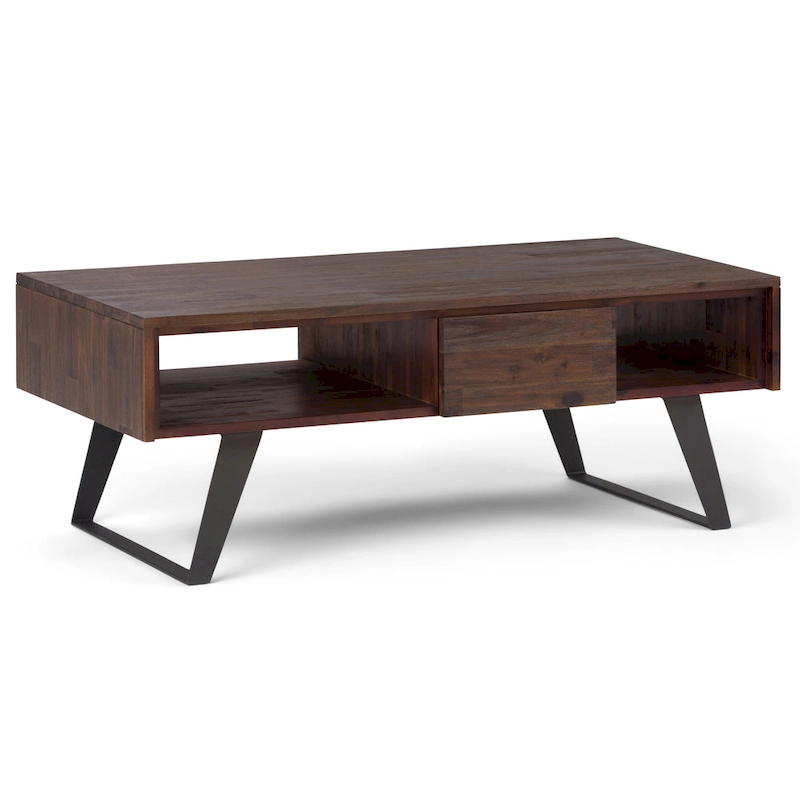 WYNDENHALL Mitchell SOLID WOOD & Metal 48 inch Wide Rectangle Modern Coffee Table - 48 W x 22 D x 18 H