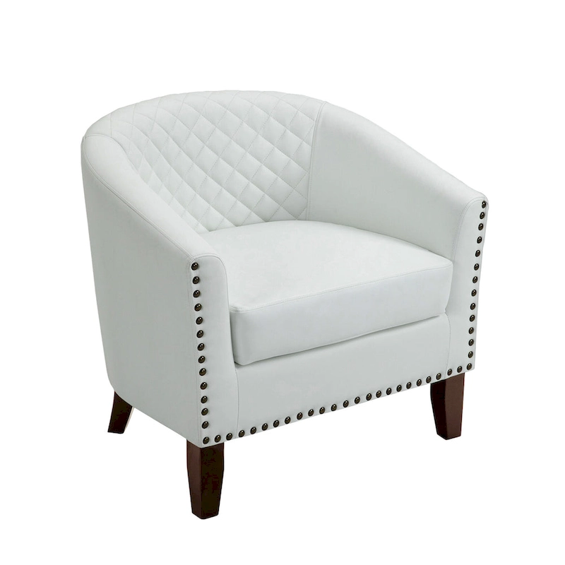 Ethan Accent Chair Barrel PU Leather with Nailhead Trim