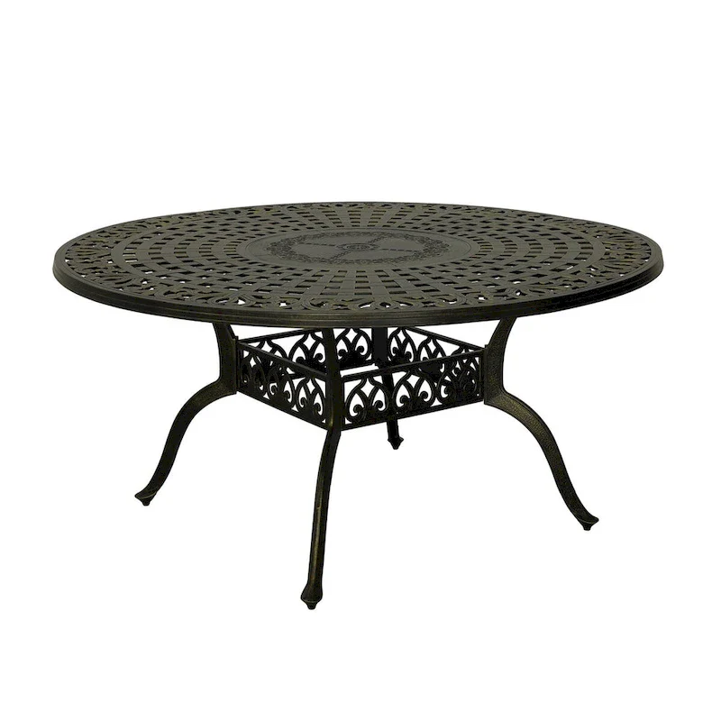 59 Elegant Openwork Cast Aluminum Round Table - Bronze