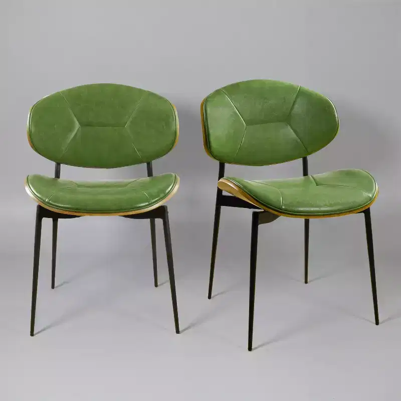 Art Leon Faux Leather and Bentwood Dining Chair with Metal Legs, Set of 2