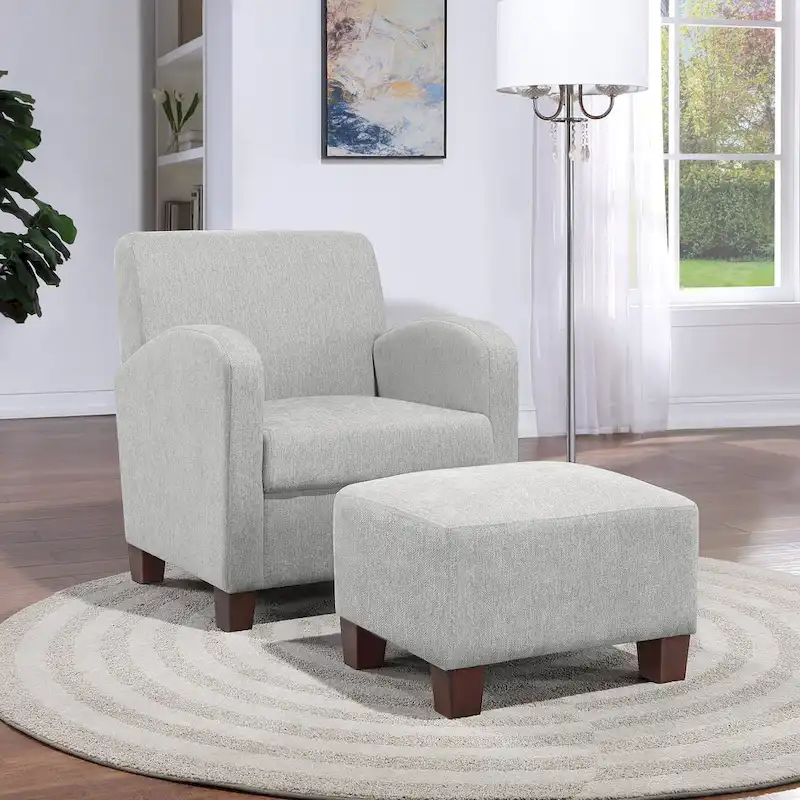 Herringbone Club Chair & Ottoman Set, 2-Seat