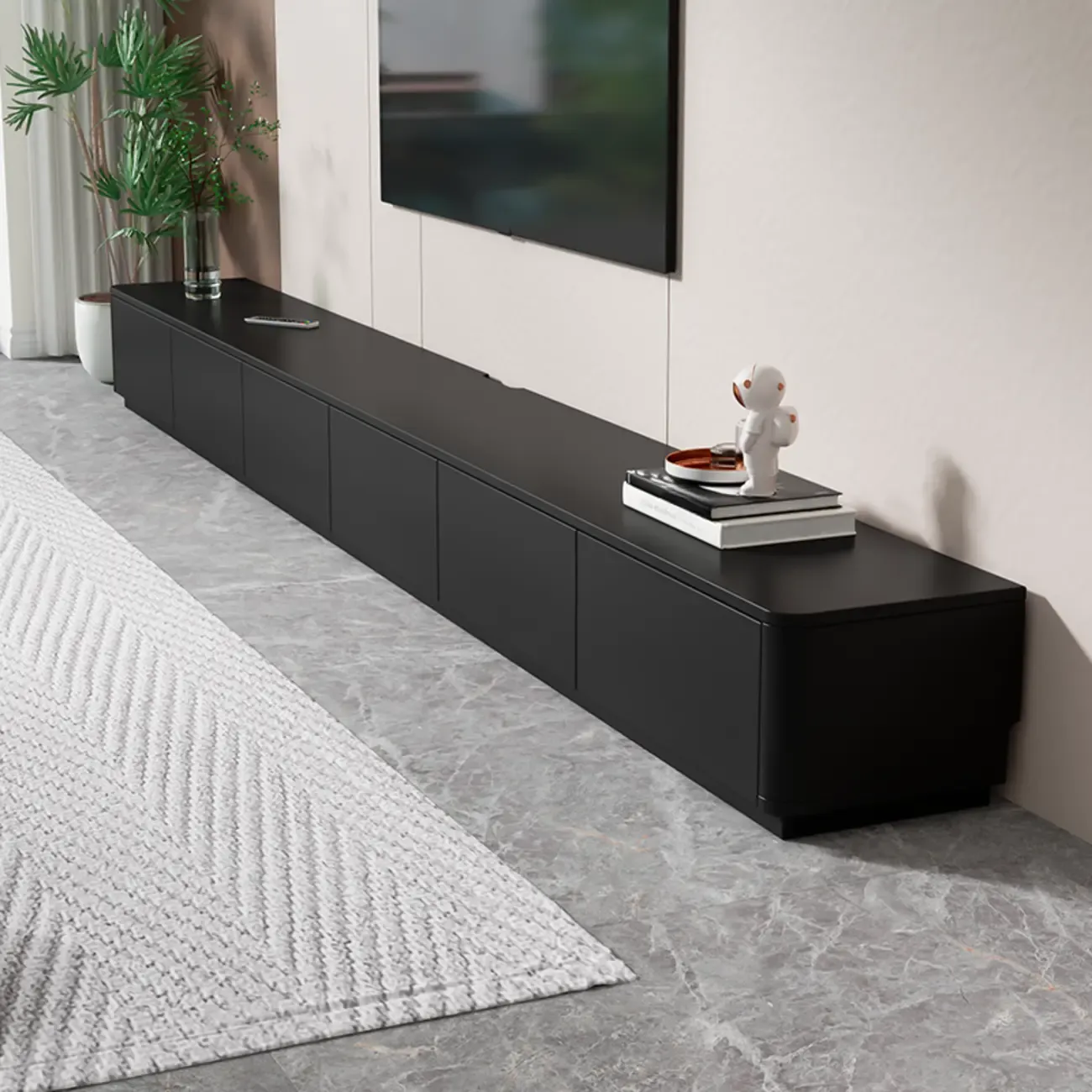 63 Black Rectangle Wood Cable Management TV Stand