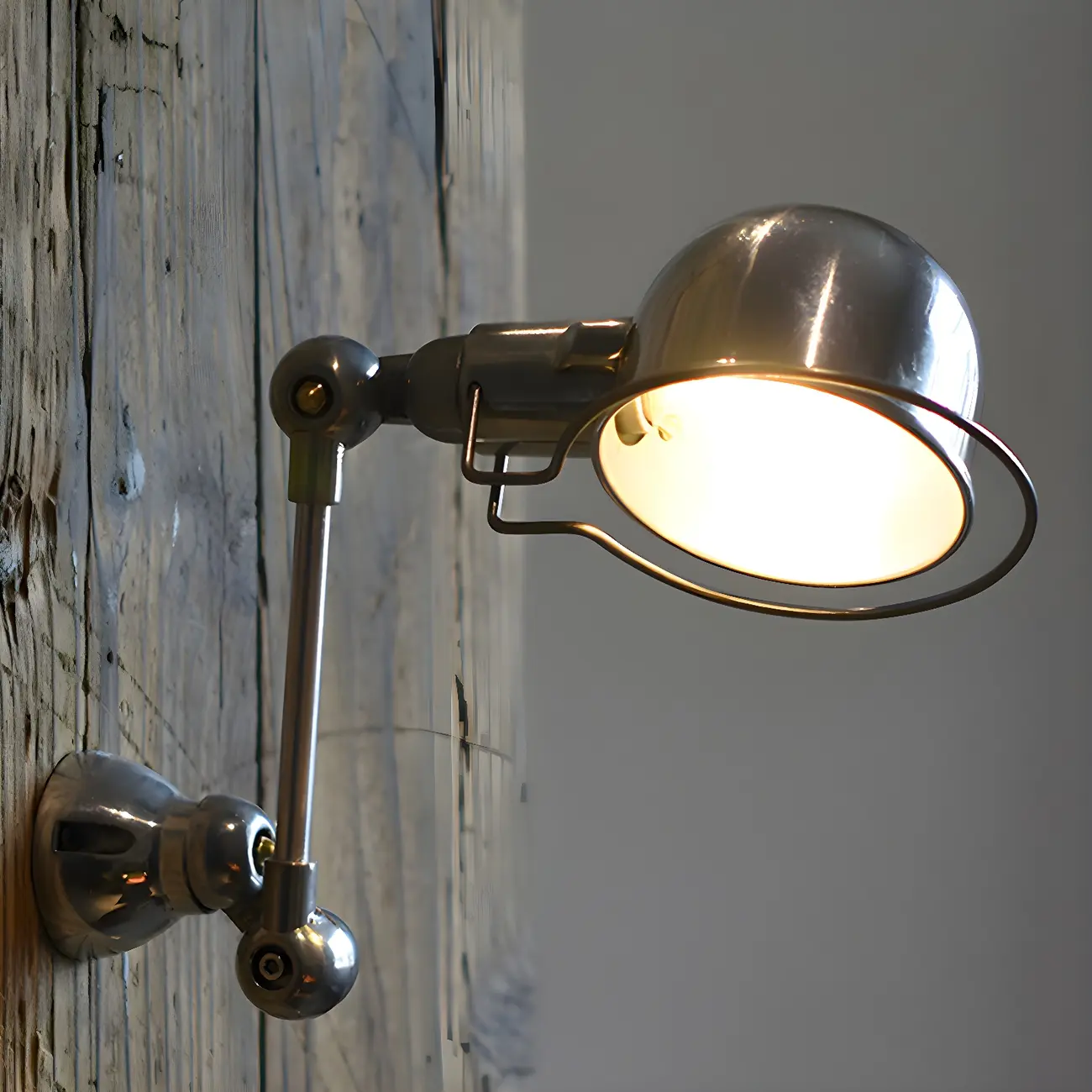 Industrial Metal Silver Glossy Mini Swing Arm Wall Light