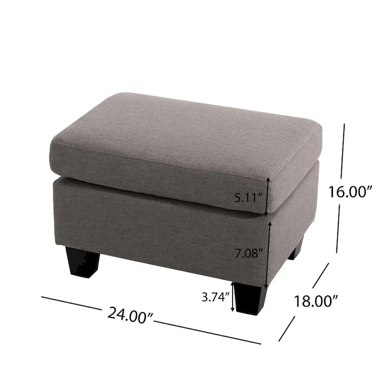 Upholstered Fabric Ottoman with Birch Wood Legs