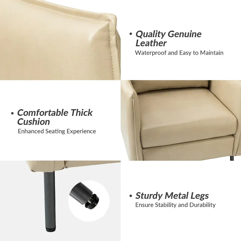 Jaime Modern Vegan Leather Accent Chair with removable Cushion by HULALA HOME