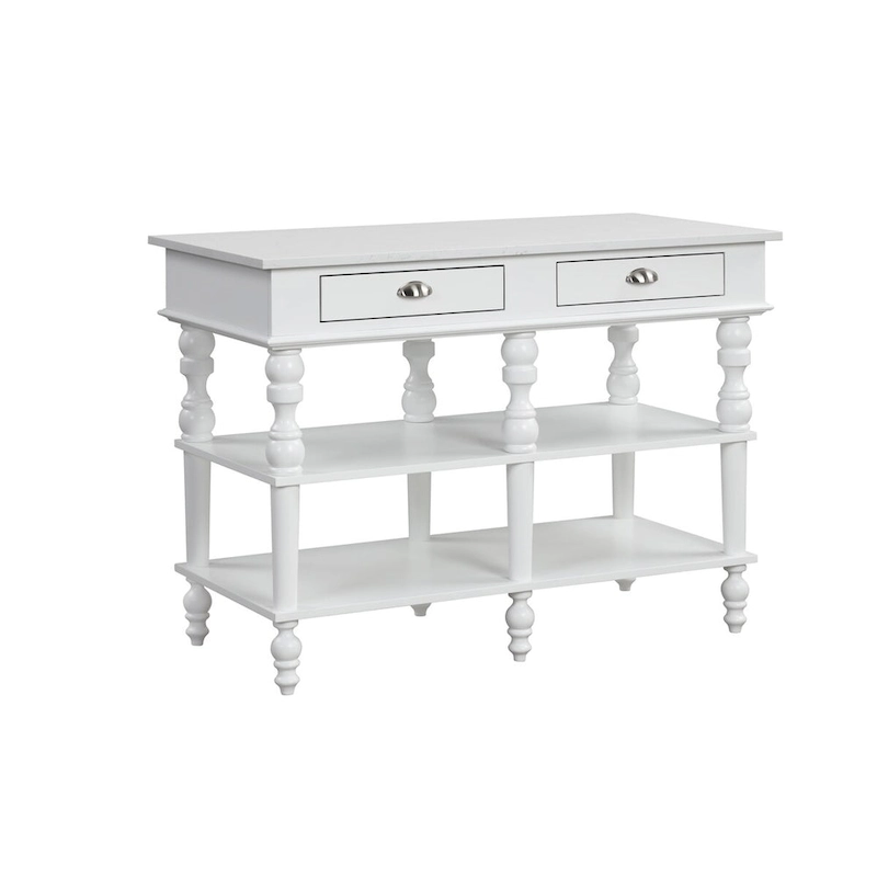 Leota White 2-Drawer Kitchen Island