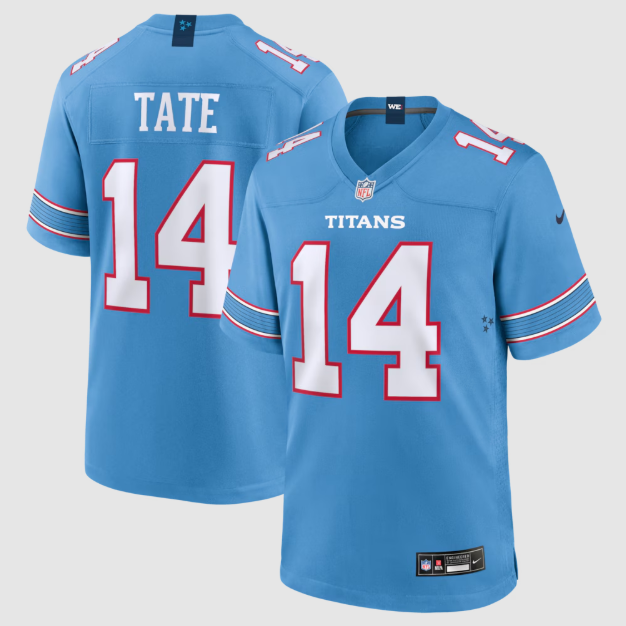 Tennessee Titans Carnell Tate Light Blue 2026 Draft First Round Pick No. 4 Team Jersey