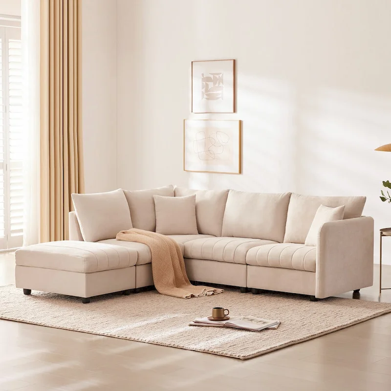 Modern Sectional Sofa with Vertical Stripes