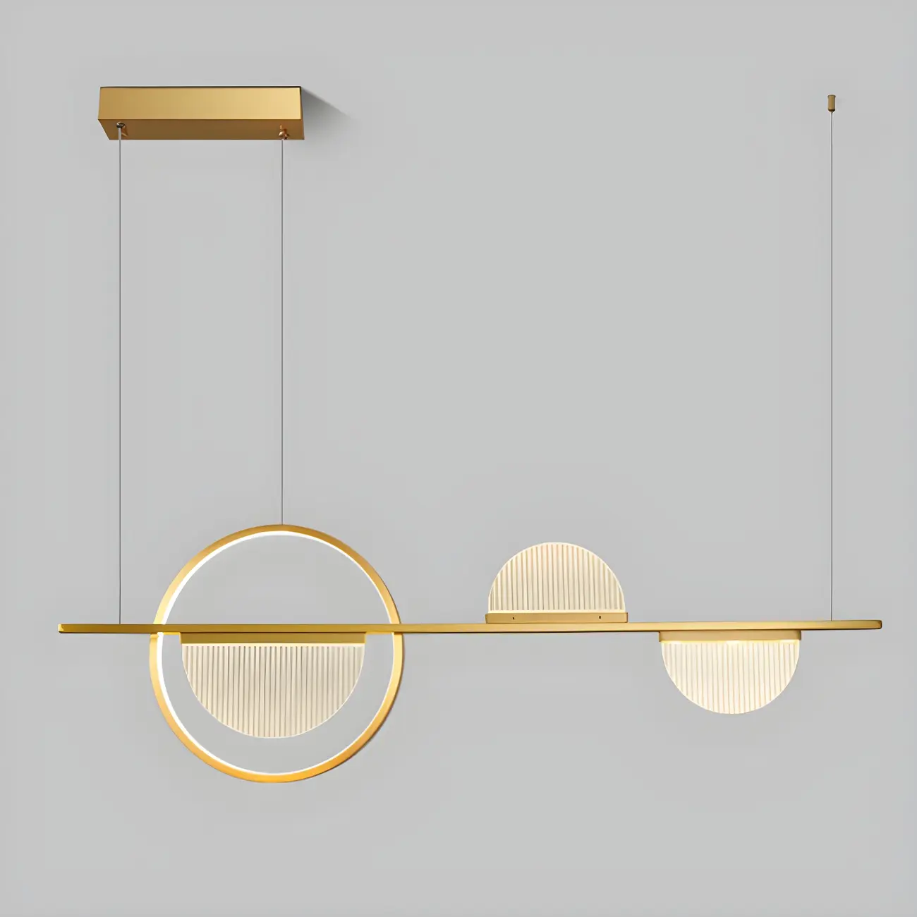 Modern Brass Semicircle Island Pendant Light