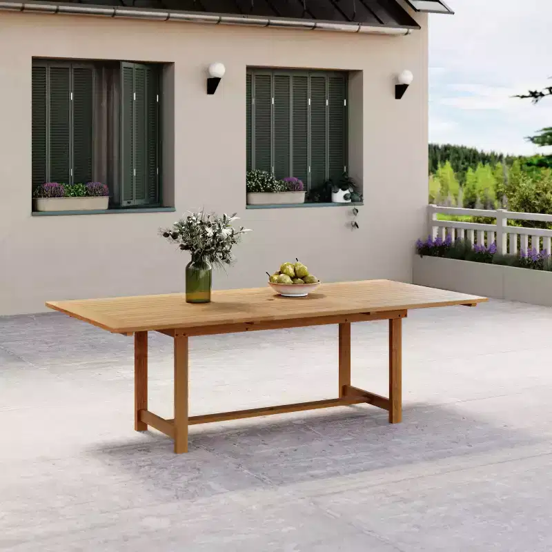Amazonia Lapa Teak Finish Wood Rectangular Extendable Outdoor Patio Dining Table