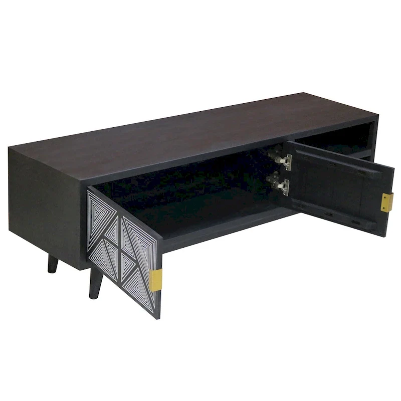 Bidi Mid-Century Modern 56-inch Wood 2-Open Shelf TV Stand by Furniture of America