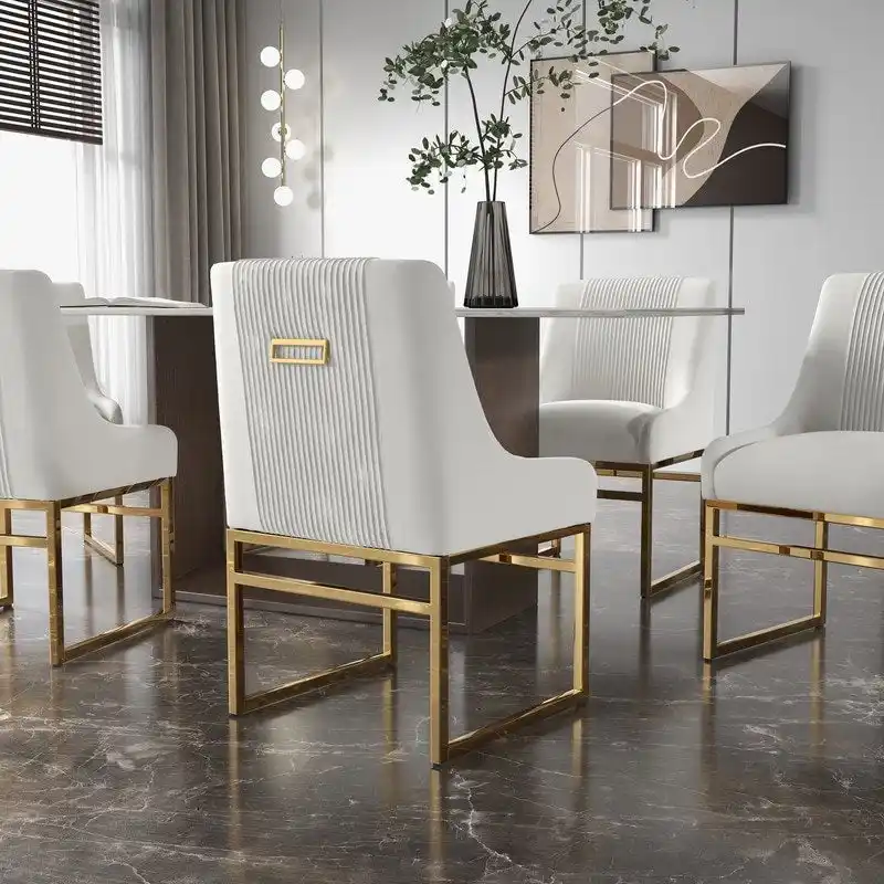 SEYNAR Contempoary Velvet Dining Chair with Metal Frame Legs, set of 8