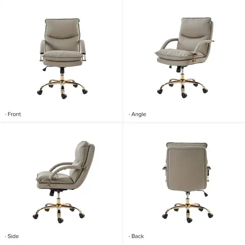 Modern Faux Leather Adjustable Height Tilting Office Chair with 360° Swivel & Metal Base