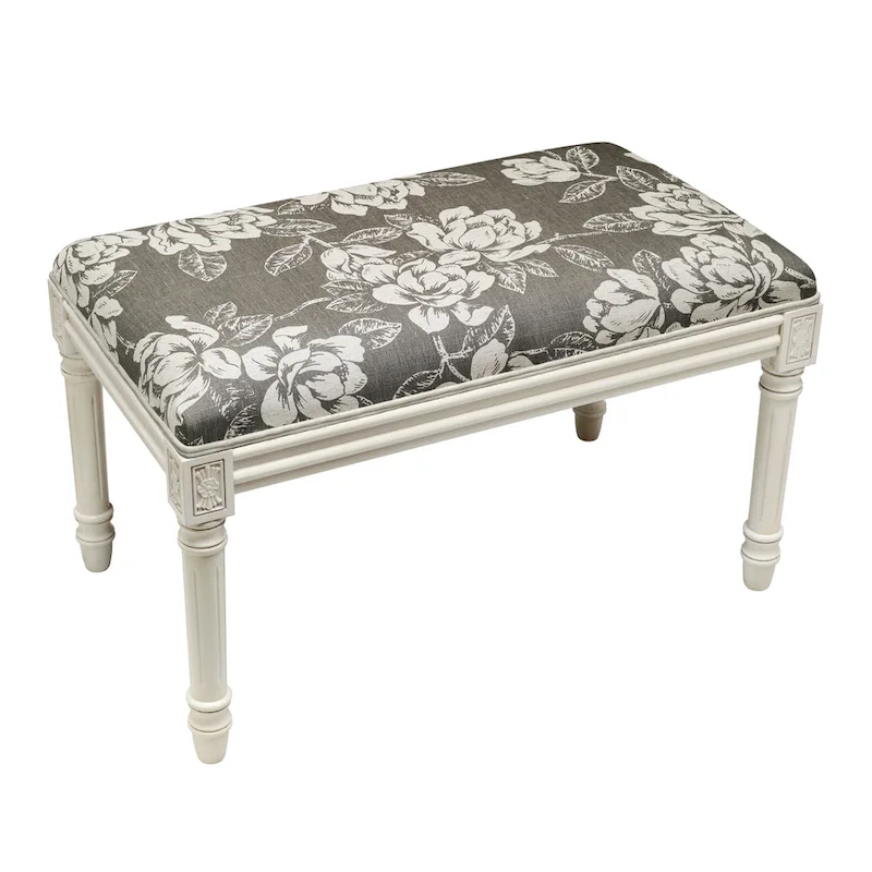 Gray Magnolia Bench with Antique White Finish