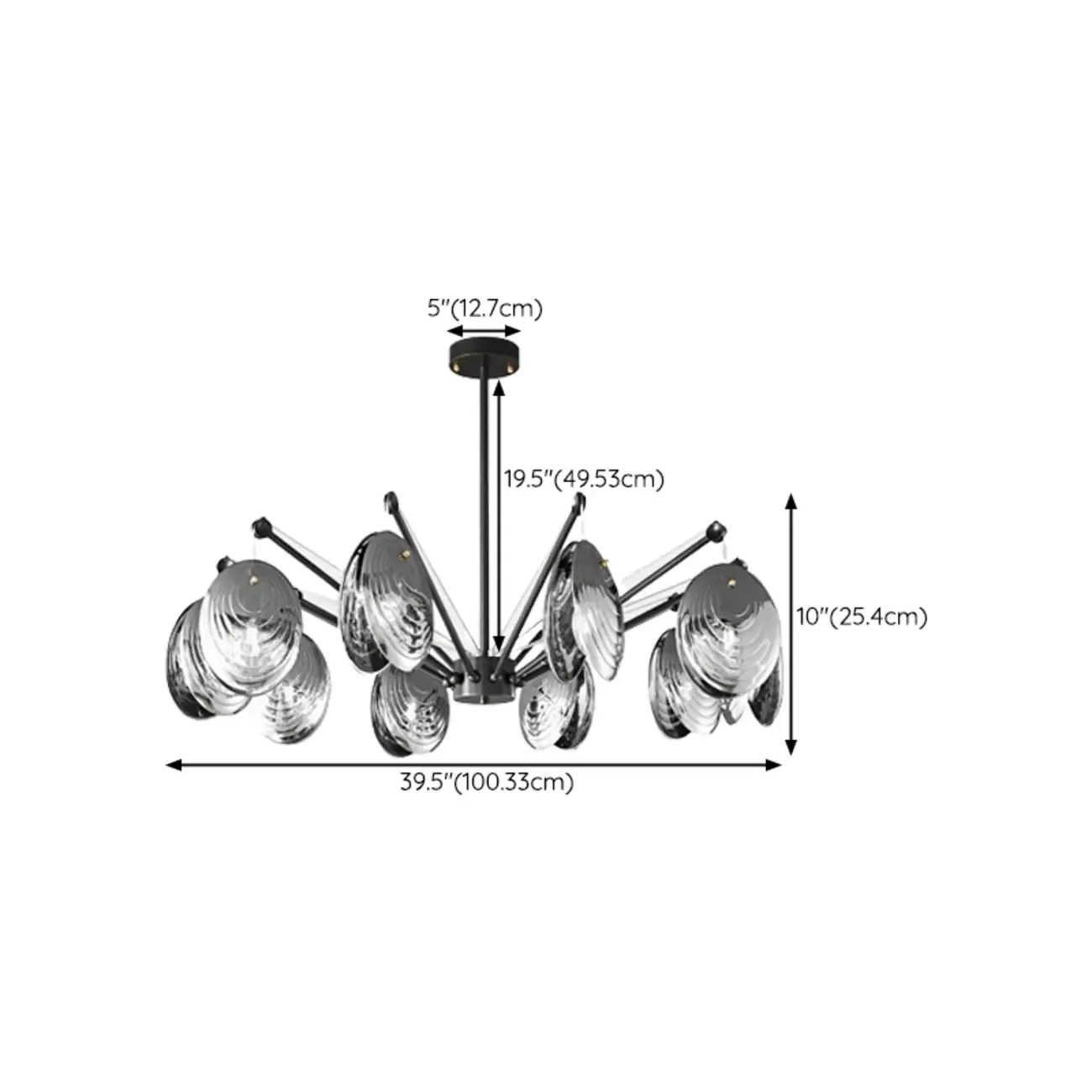 Modern Gray Metal Silver Shell Adjustable Chandeliers