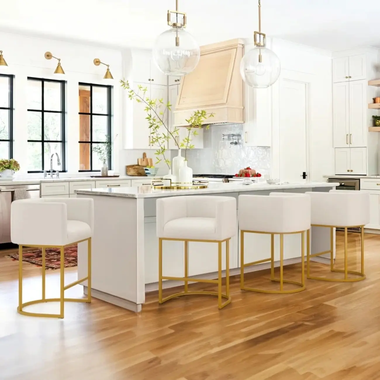 Modern Upholstered Barrel Back Counter Stools