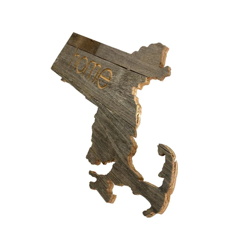 Large Rustic Farmhouse Massachusetts Home State Wall Sign