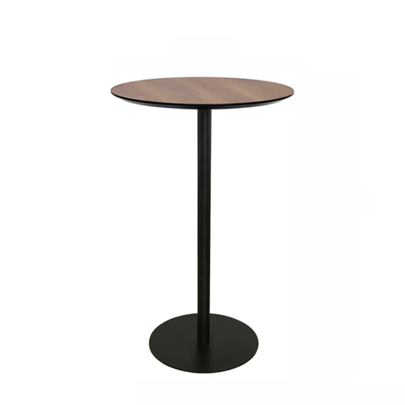 Elegant Wooden Pub Bar Table with Black Metal Base for Cafe