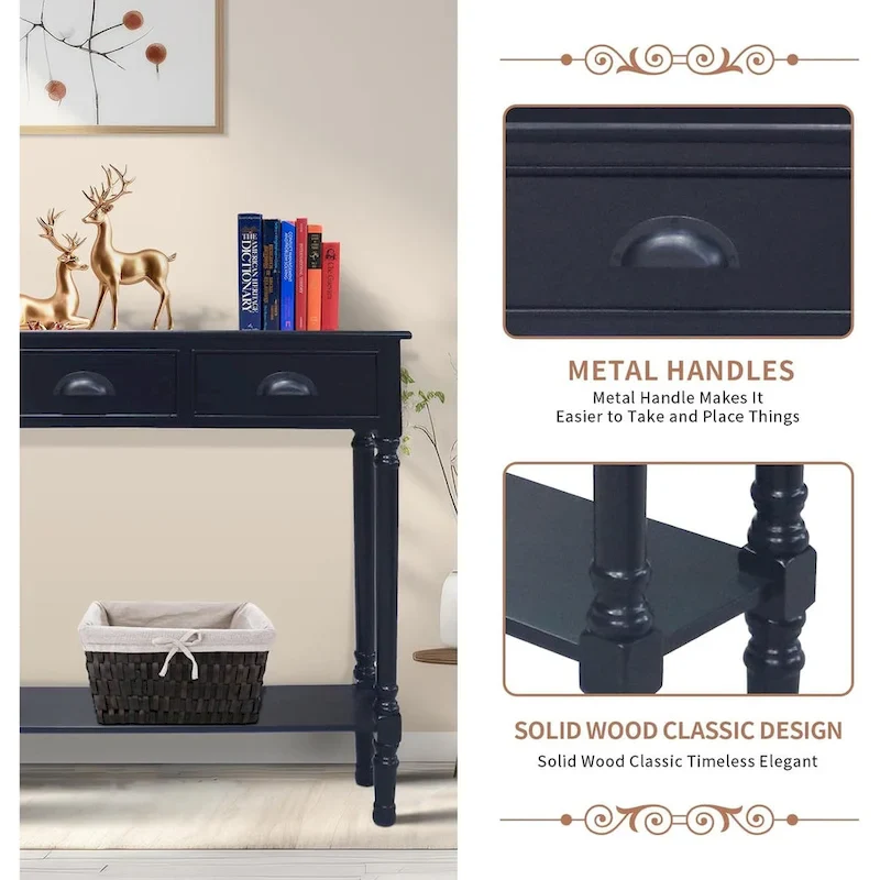 Wood 3-drawer Console Hallway Table