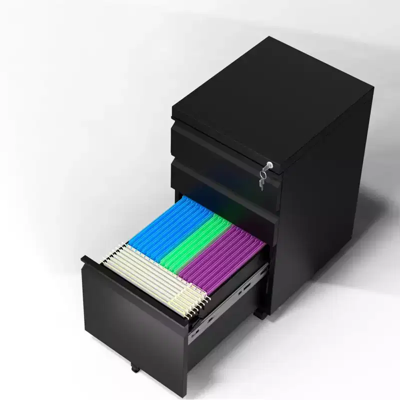 3-Drawer Mobile File Cabinet for Home Office Under Desk Storage with Locking Keys for Legal/Letter/A4 Files
