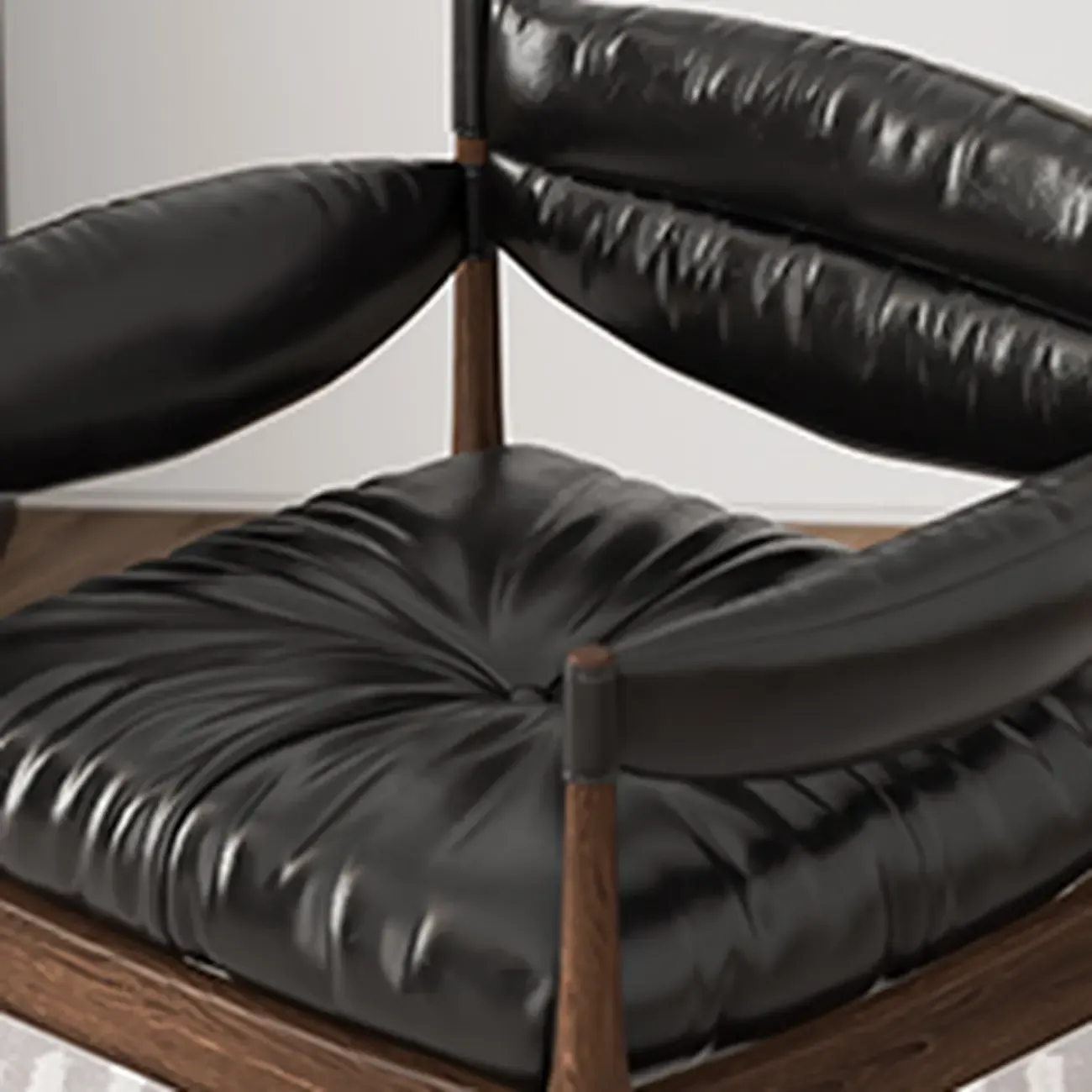 Modern Oiled Leather Mid-Back Accent Armchair