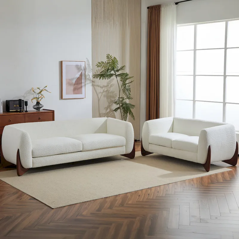 Arion Upholstered Boucle 2-Piece Living Room Sofa Set by
