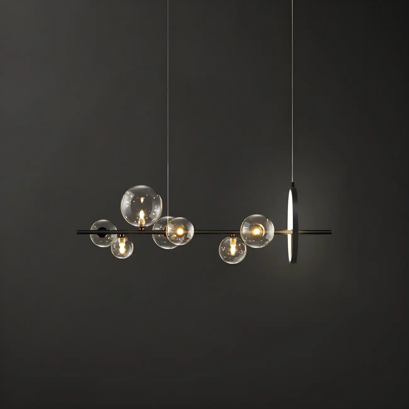 Artistic Black Glass Globe Island Hanging Light