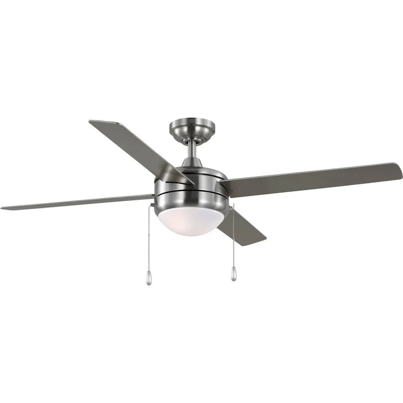 McLennan II Collection 52 in. Four-Blade Brushed Nickel Transitional Ceiling Fan with LED Light Kit - 52 in x 52 in x 14.31 in