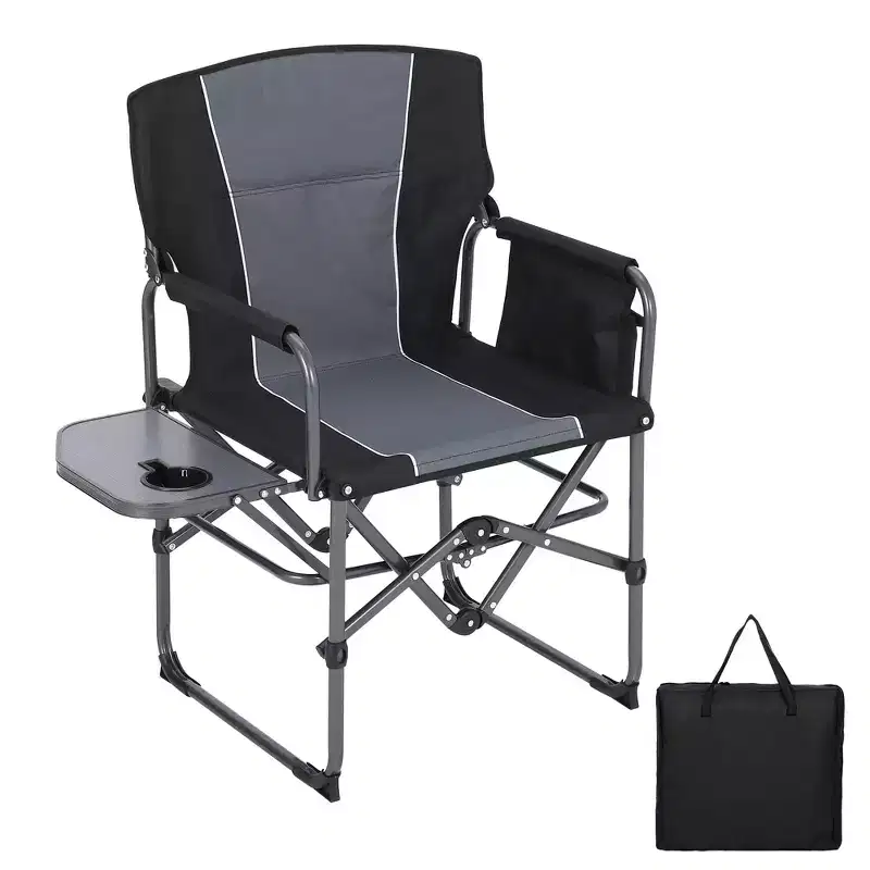 Outdoor Camping Directors Chair, Outdoor Foldable Camp Chairs, Oversized Portable Directors Chair with Side Table, Pocket