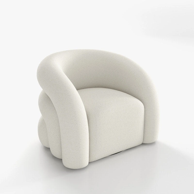 SEYNAR Modern Glam 360 Degree Swivel Teddy Upholstered Accent Armchair with Tufted Back
