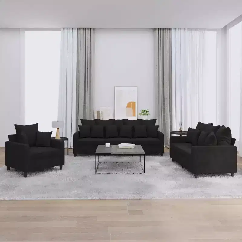 vidaXL Sofa Set with Cushions Couch Armchair for Living Room 3 Piece Velvet