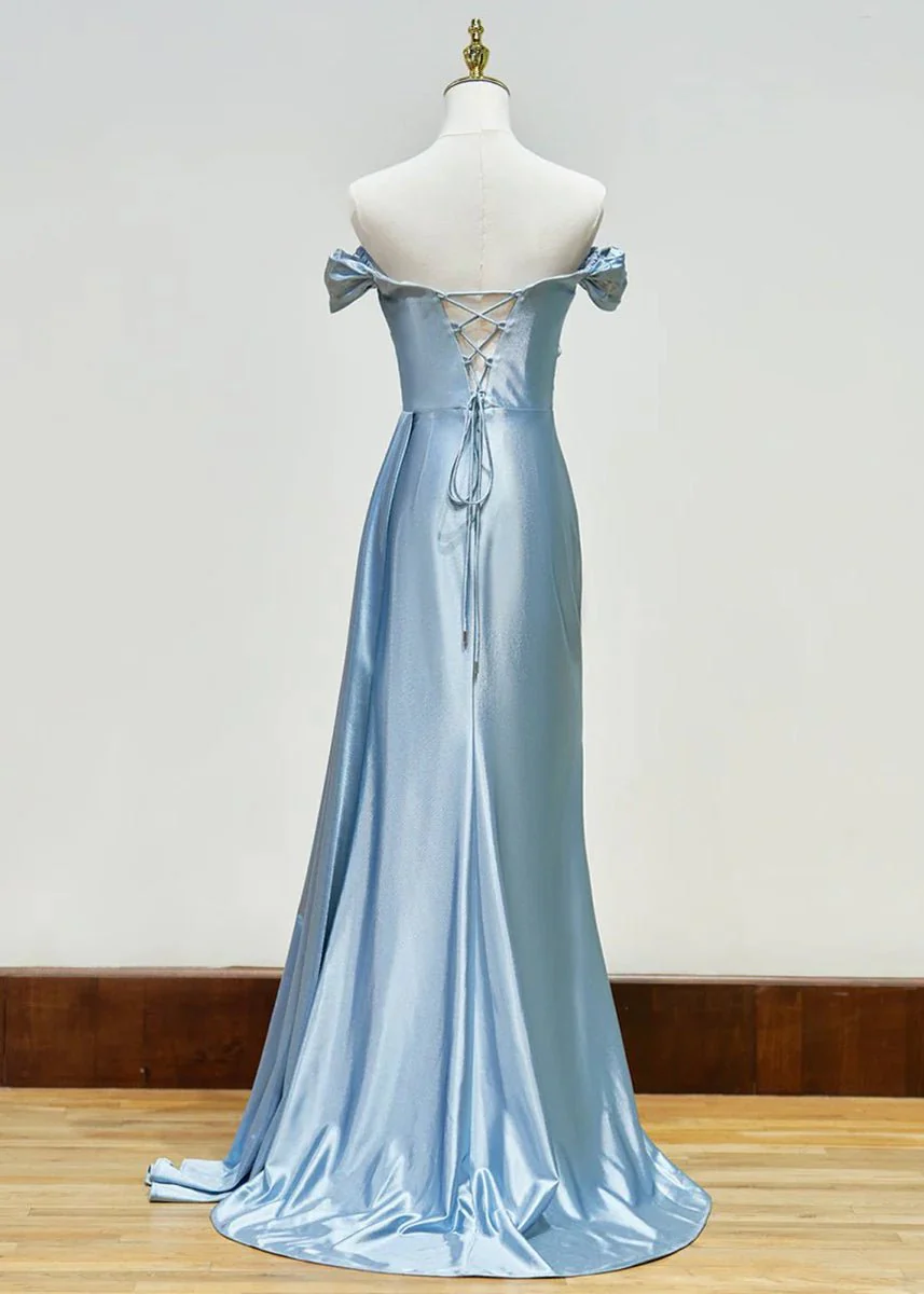 Mermaid Satin Long Prom Dress with Slit