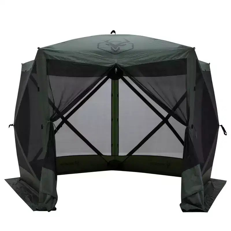Gazelle 5 Sided Outdoor Portable Pop Up Screened Gazebo Canopy Tent with Carry Bag and Stakes for Parties and Other Outdoor Occasions, Alpine Green