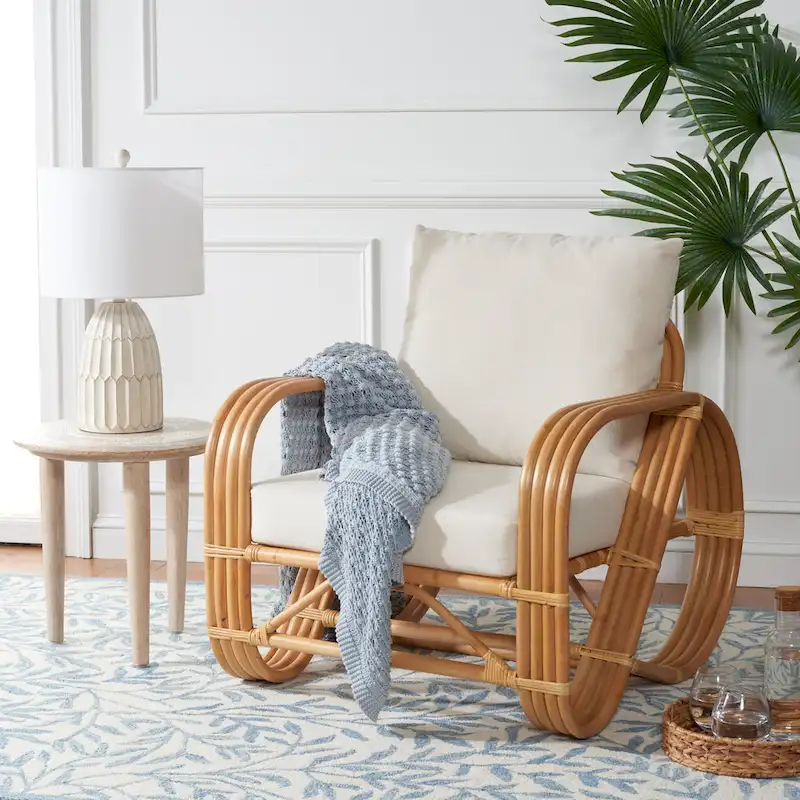 Rattan Accent Chair with Cushion - 30W x 33D x 29H