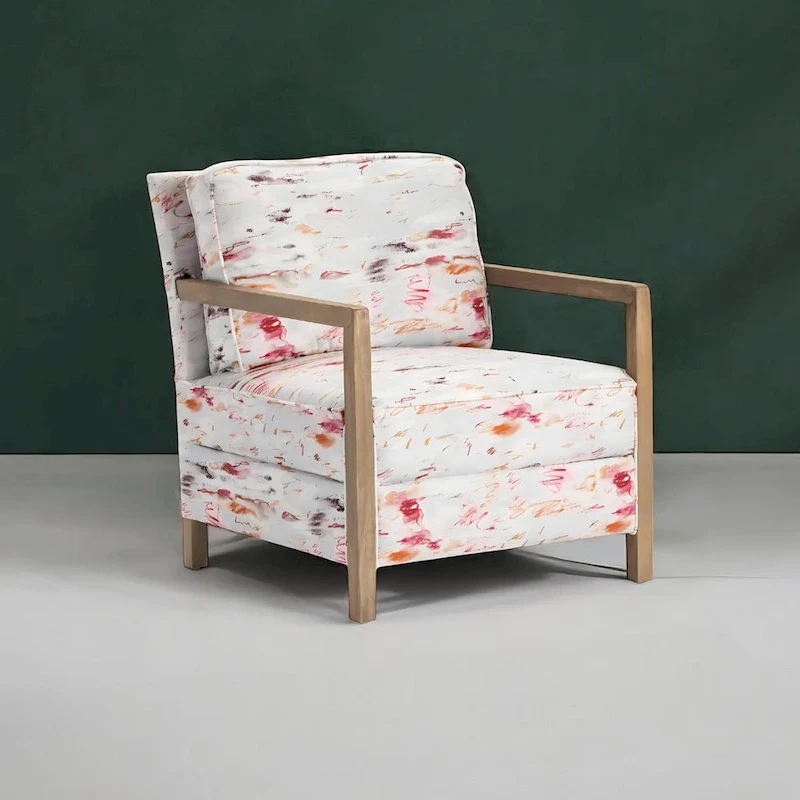 Pink Floral Fabric Accent Chair, Single Seat, Multi-Color
