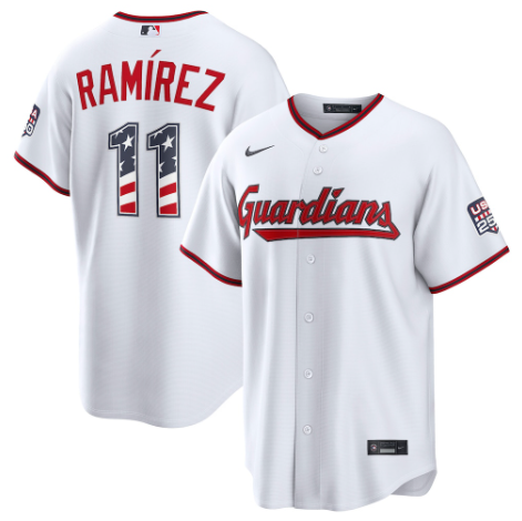 Cleveland Guardians José Ramírez White USA 250 Fourth of July Home Stadium Jersey