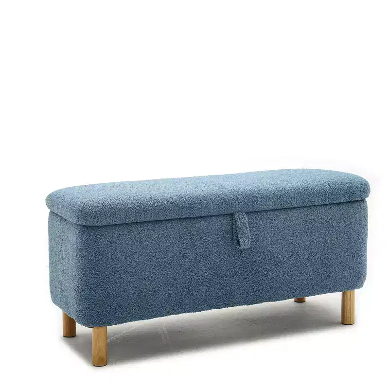 Okak Modern Pull-Open Top Comfy Boucle Ottoman Bench with Storage,Upholstered Storage Ottoman for Bedroom,Entrance