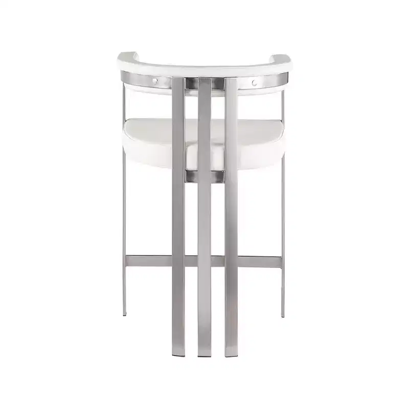 Meridian Furniture,Marcello Cream Vegan Leather Counter Stool, Set of 2