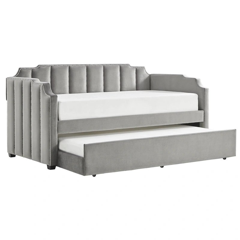 Chareau Glam Grey Velvet Daybed by iNSPIRE Q Modern