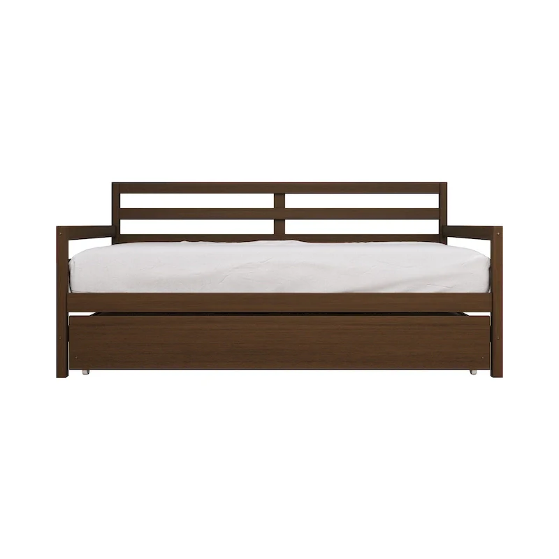 White/Walnut/Black/Light Oak/Antique Grey Railing-Style Twin Daybed with Trundle