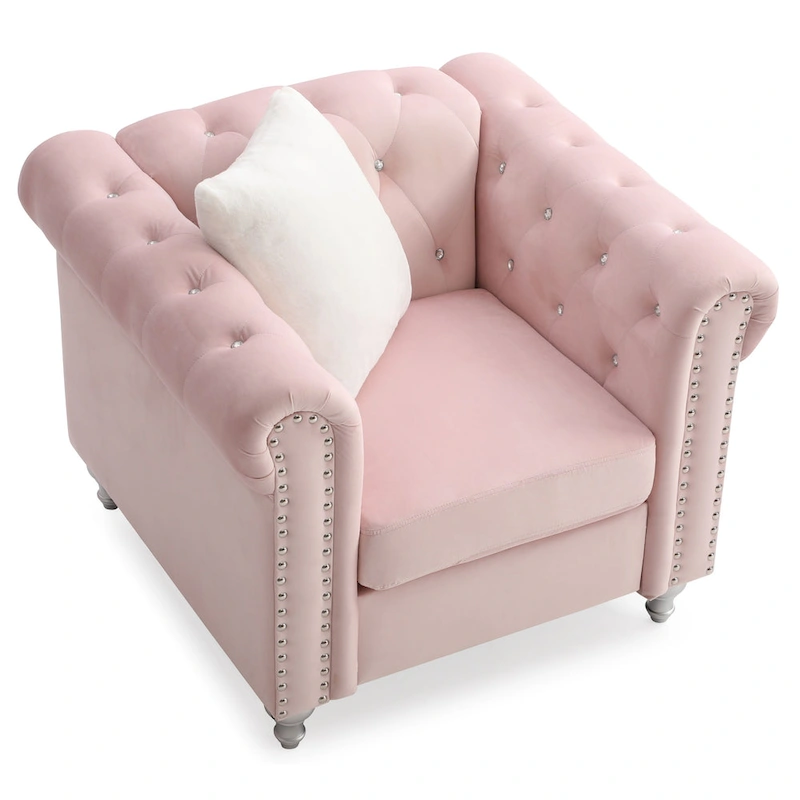 Raisa Velvet Crystal Accent Chair