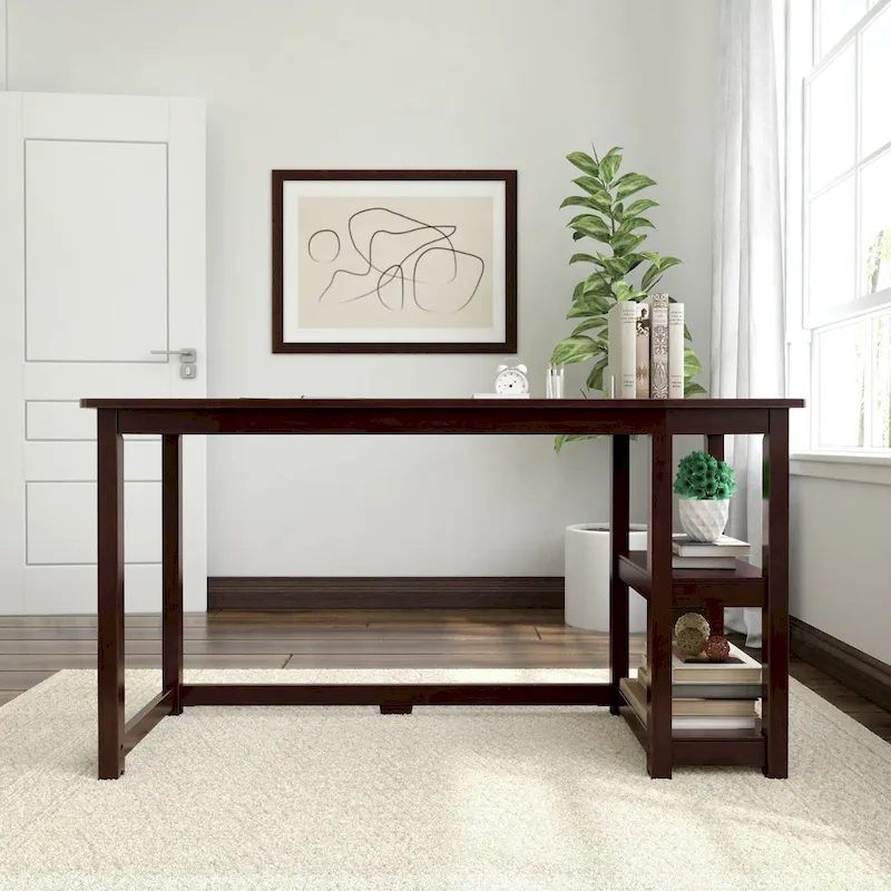 Computer Desk with Bookshelves - Wood Finish