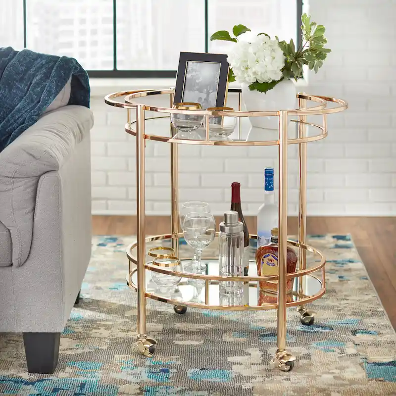 Devin Oval Metal Bar Cart