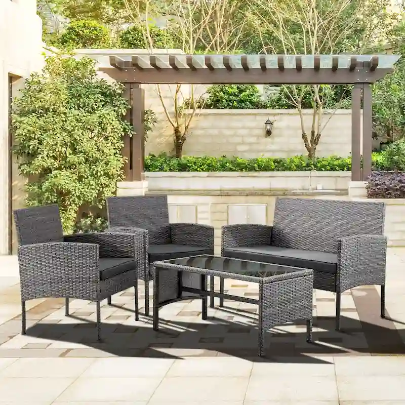 Outdoor Wicker Sectional Conversation Set (Set of 4) by Tappio - 40 W x 24.4 D x 30 H