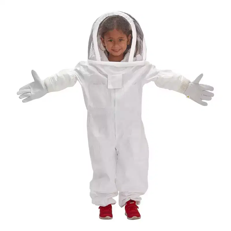 Jumbl Kids Full Protection Beekeeping Suit with Veil Hood and Leather Gloves for Safe Beekeeping