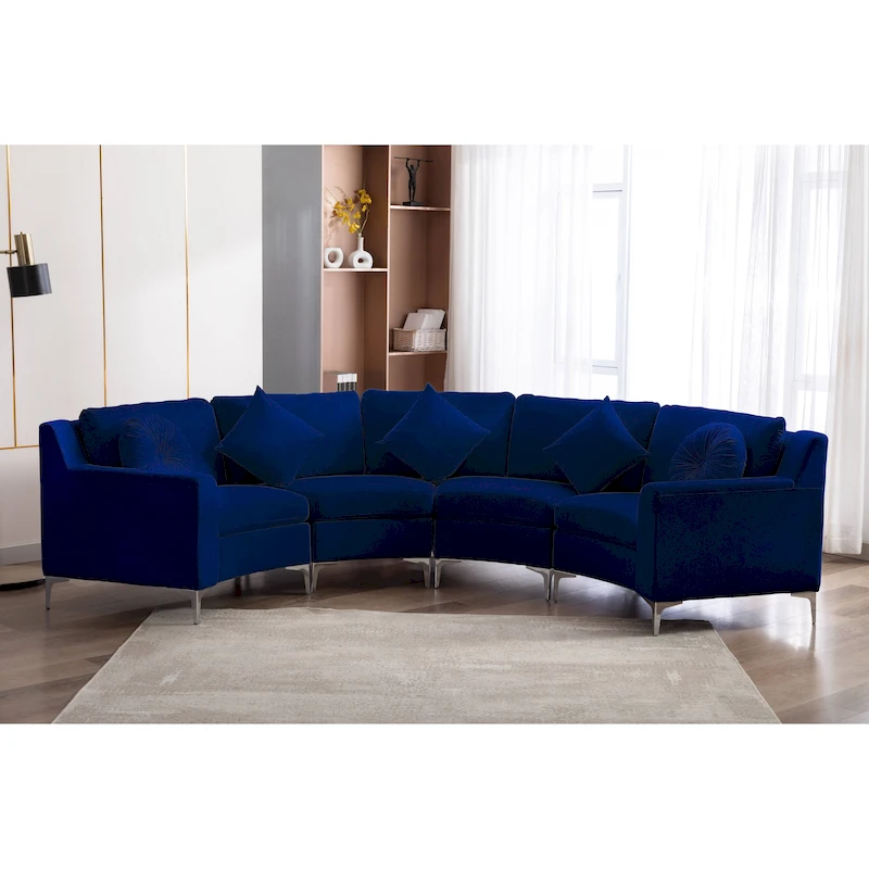 136  Velvet Semicircle couch Modular Curve Sectional Sofa